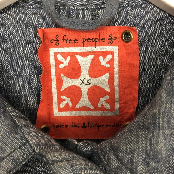 Free People Chambray Linen Blend Swing Jacket XS - Picture 2 of 5